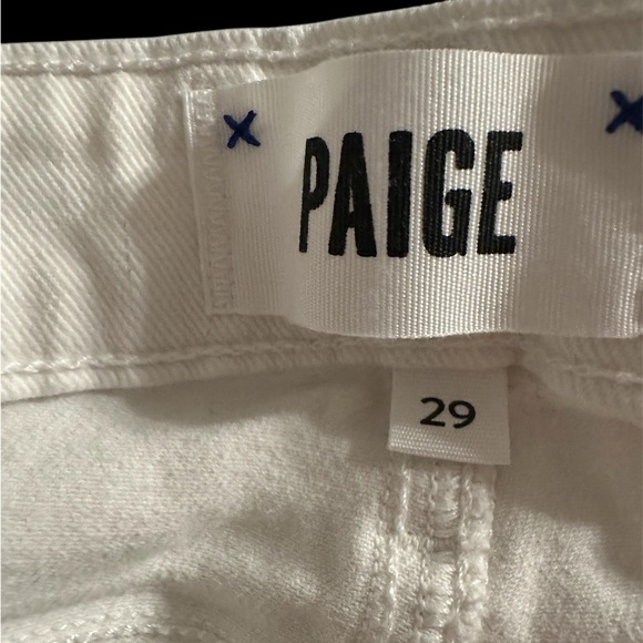 Paige Genevieve High Rise Wide Leg Flare Denim Jeans Crisp White - Picture 4 of 6